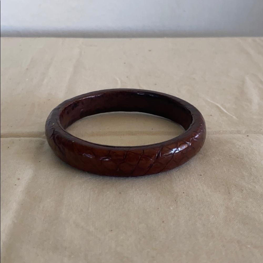 Brown Leather Bangle Bracelet - image 4